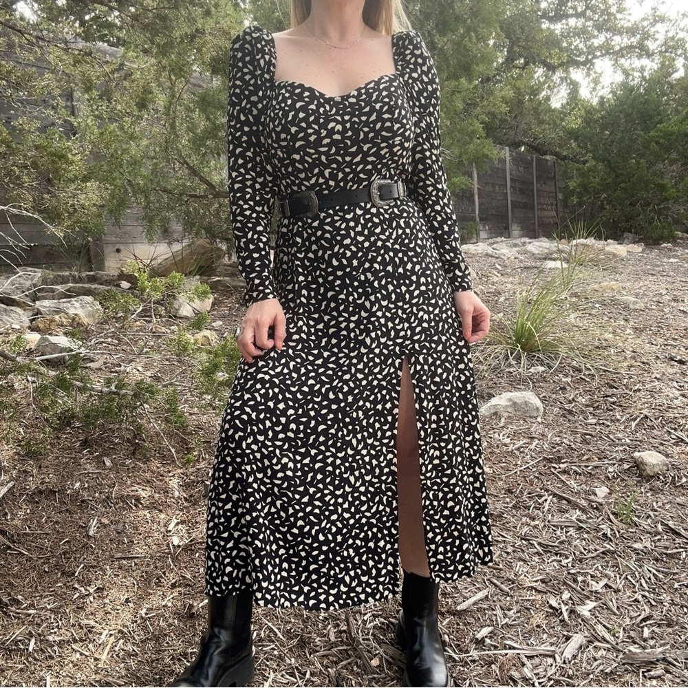 & Other Stories Black and Cream Printed Maxi Dress